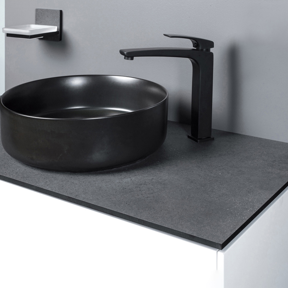 Bathstore Makena Black Round Washbowl with Waste 355mm Image 2