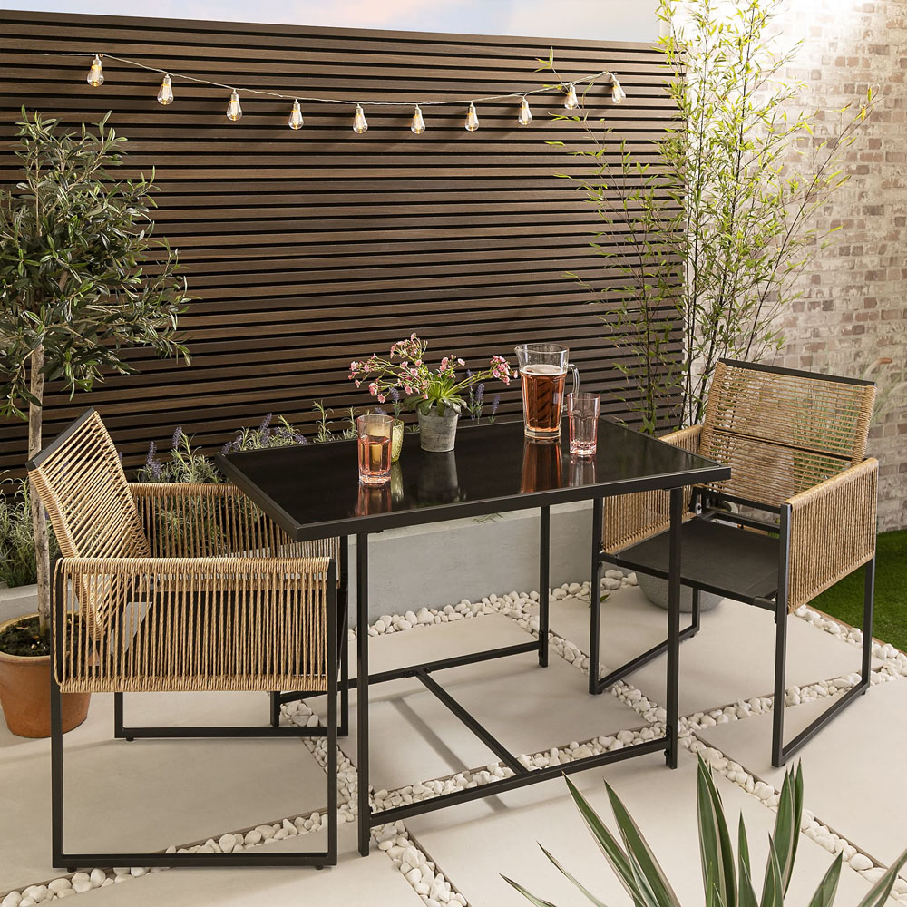 Noa and Nani Jari 2 Seater Black Rattan Garden Bistro Set Image 6