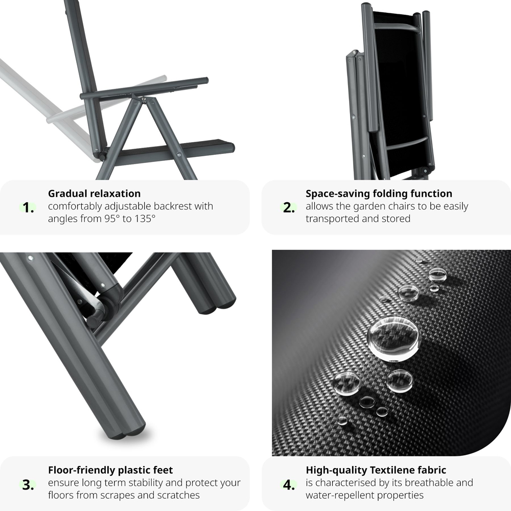 tectake Pompeii 8 Seater Adjustable Garden Dining Table Set Anthracite Image 5