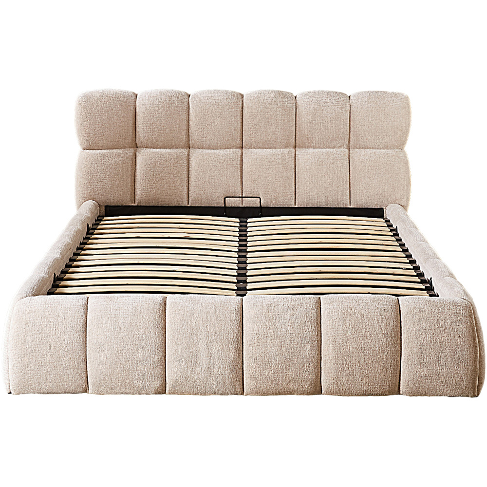 Indoor Living The Maya Beige Double Plush Upholstered Ottoman Bed Frame Image 3