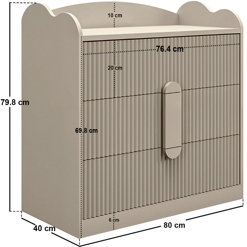 Flair Calista Dark Beige 3 Drawer Ribbed Chest of Drawers Image 7