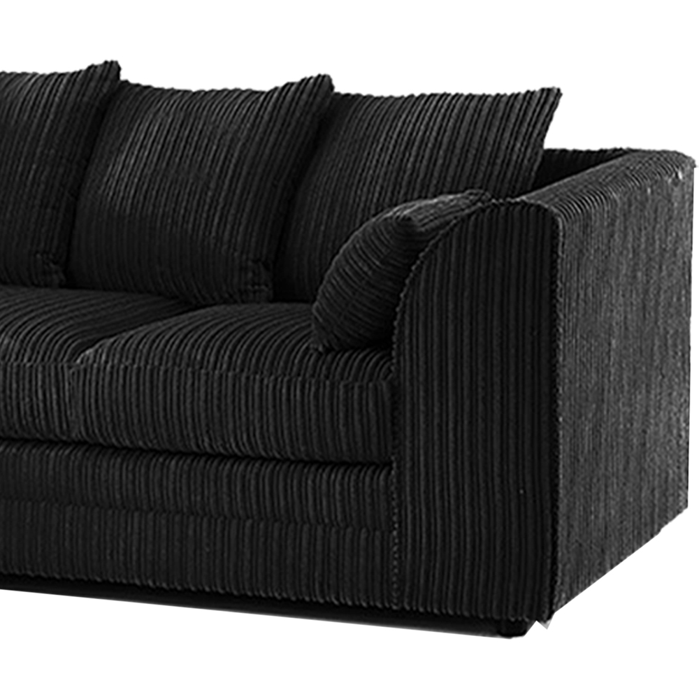 Portland Luxor 4 Seater Black Jumbo Cord Left Hand L Shape Corner Sofa Image 4