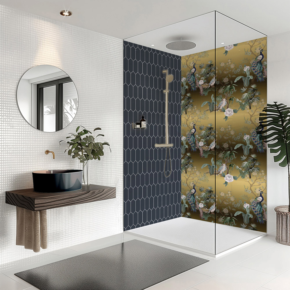 Splashbax Premium Artisan Golden Birds Di Bond Shower Panel 2400 x 900mm Image 6