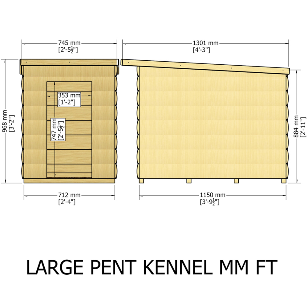 Shire 3.7 x 2.3ft Loglap Pent Dog Kennel Image 4