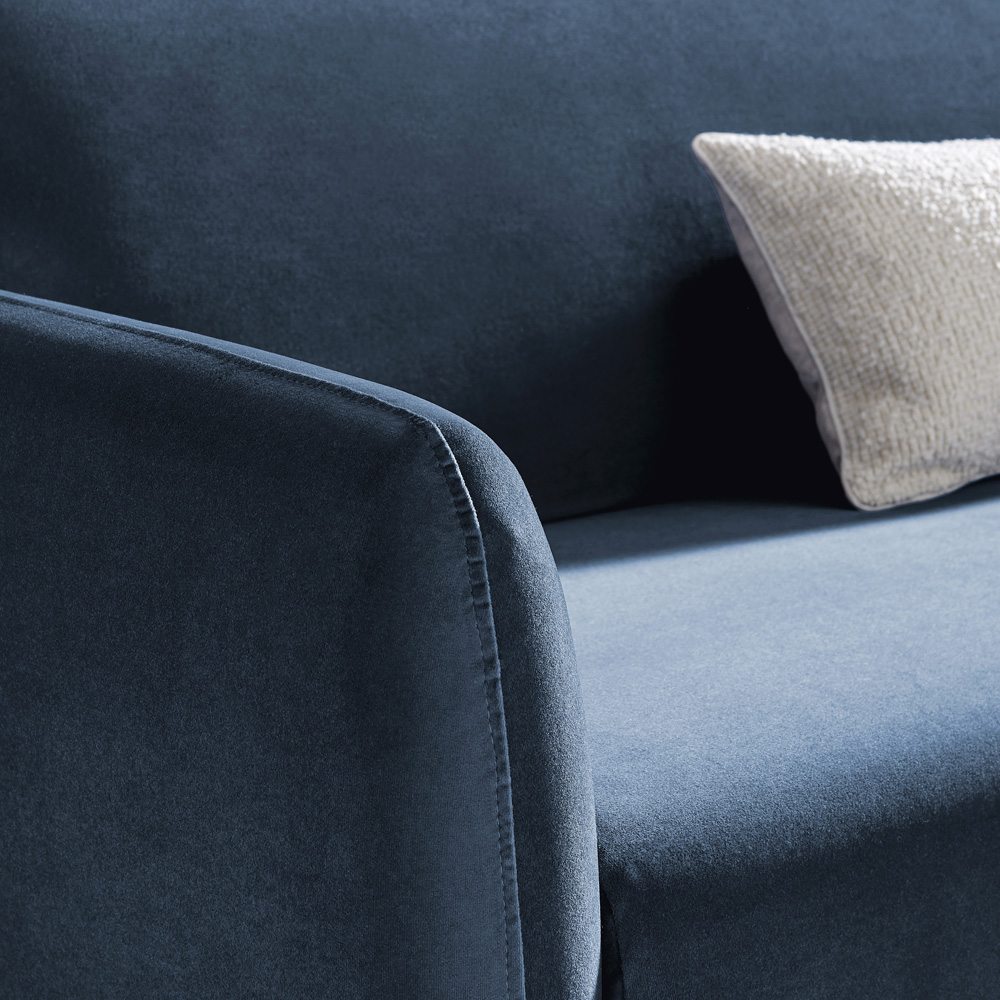 Furniturebox Terry 2 Seater Blue Velvet Sofa Image 2