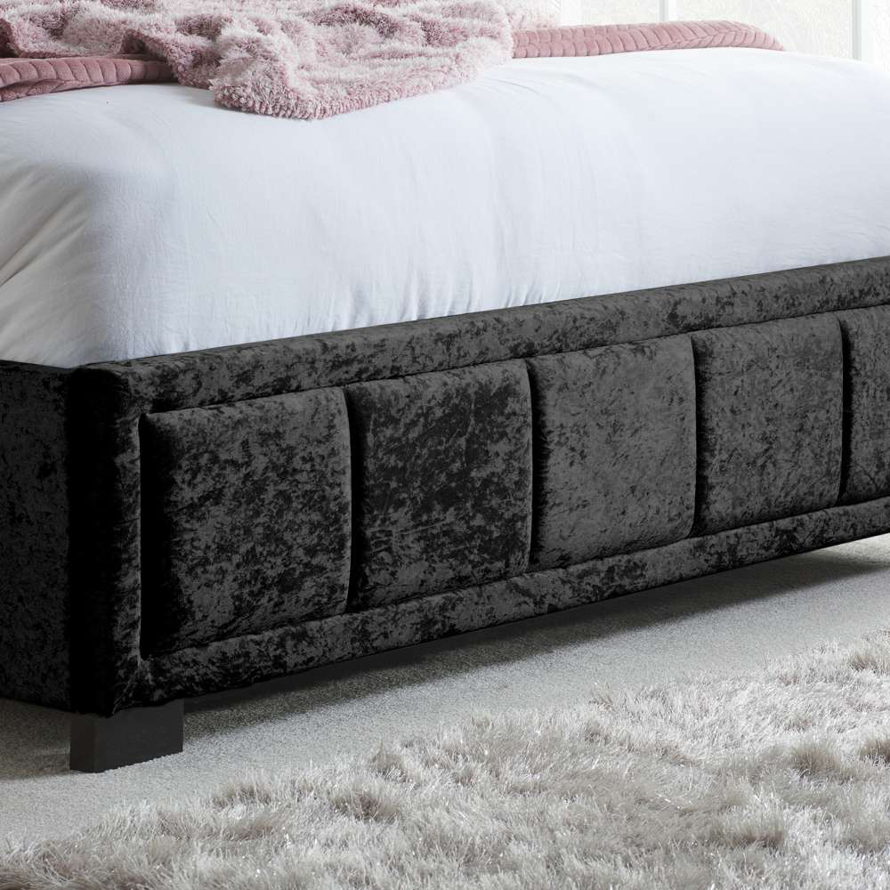 Hannover King Size Black Velour Bed Frame Image 6