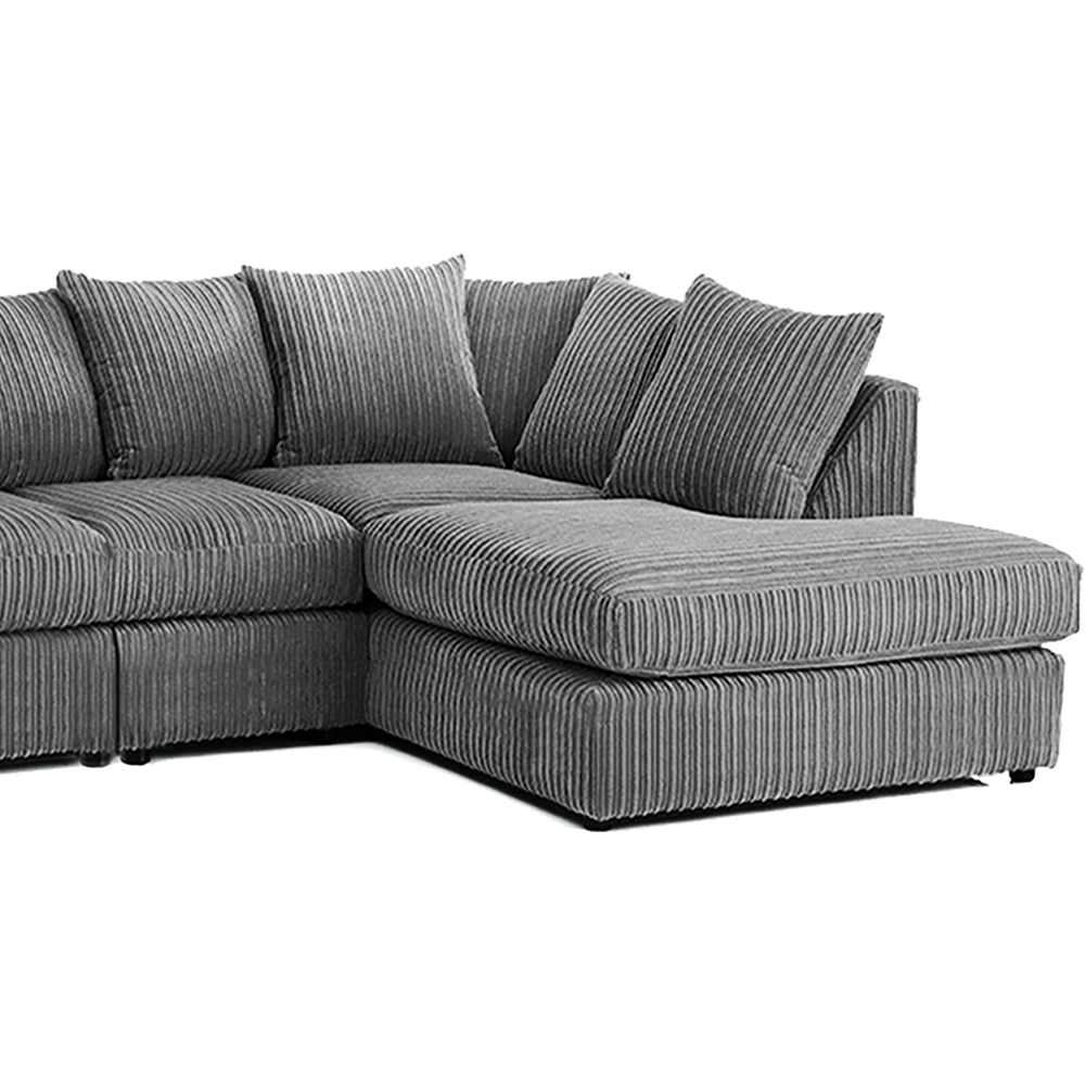 Luxor 4 Seater Grey Jumbo Cord Right Hand Facing Scatter Back L Shaped Corner Sofa Set Image 3