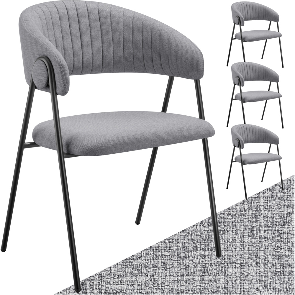 tectake Bedano Set of 4 Grey Dining Chair Image 2