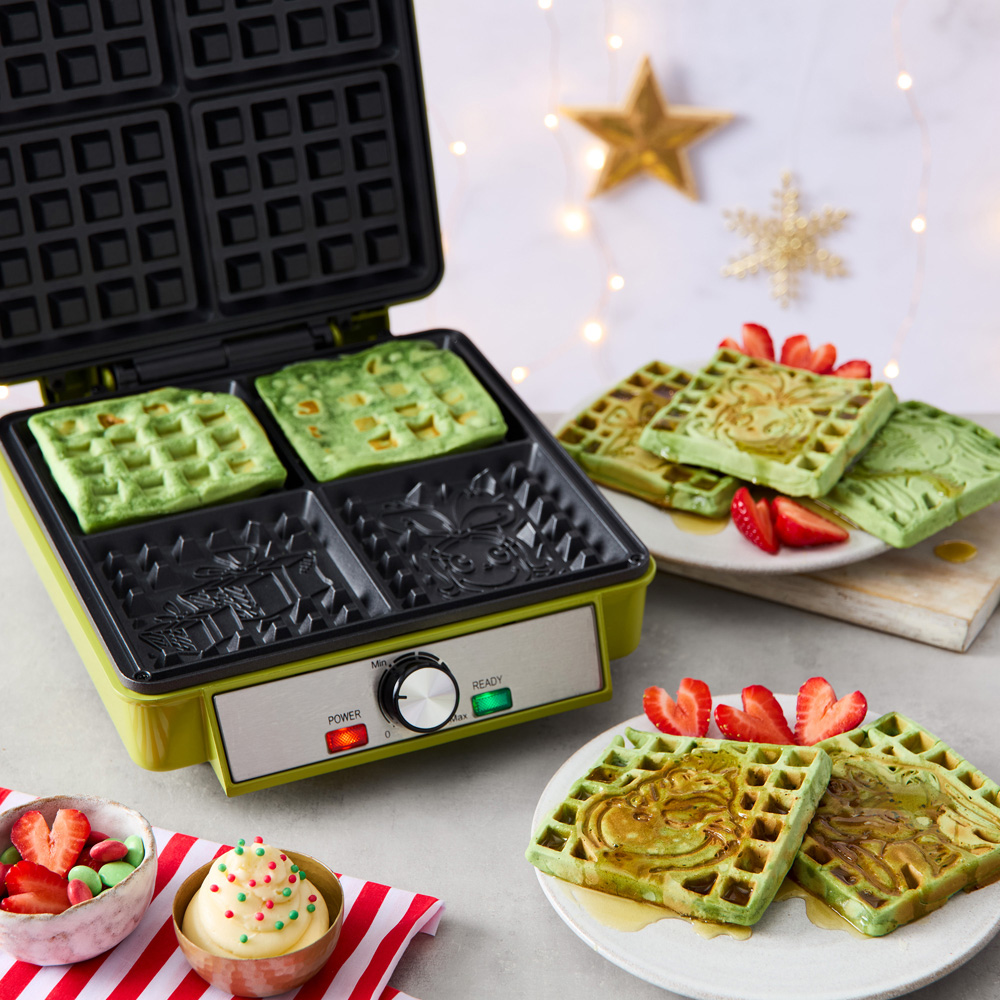 Grinch SDA2809GE Green 4 Slice Non Stick Waffle Maker 1200W Image 4