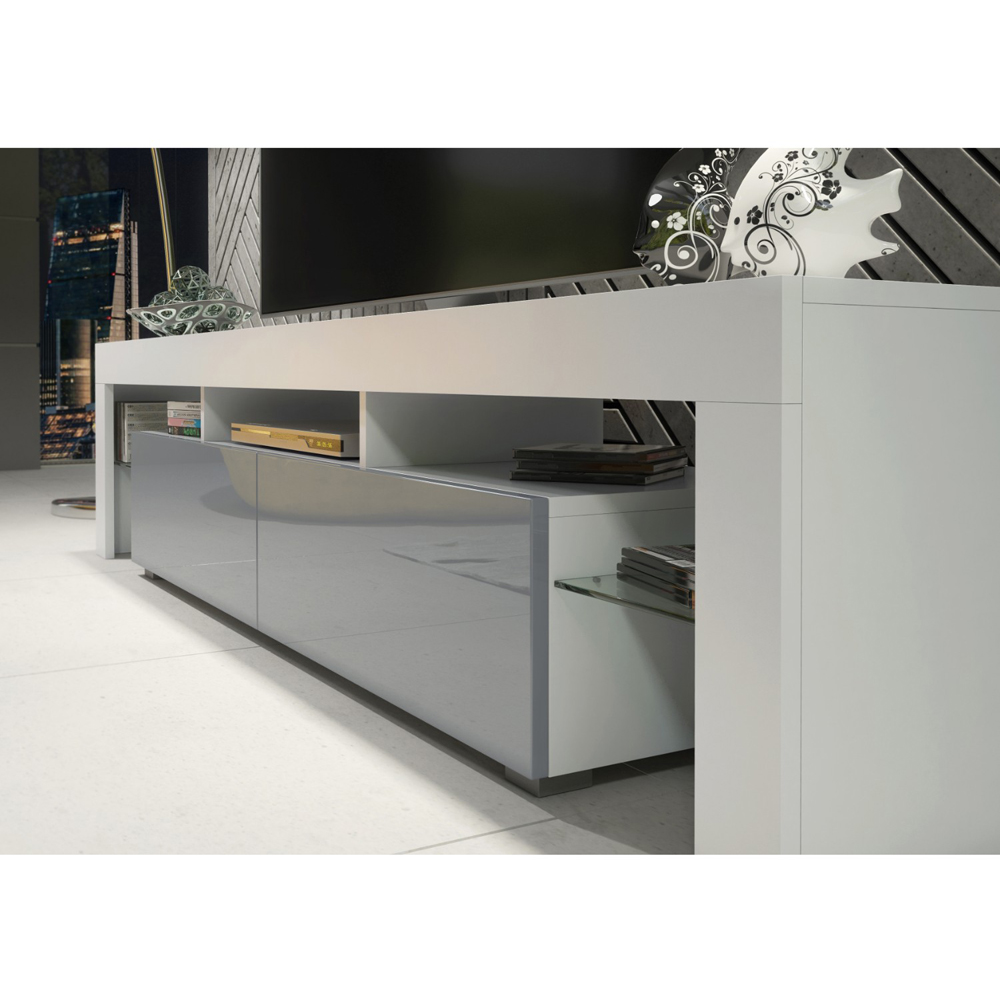 Creative Furniture Nova White and Grey Gloss 2 Door 3 Shelf TV Unit Image 3