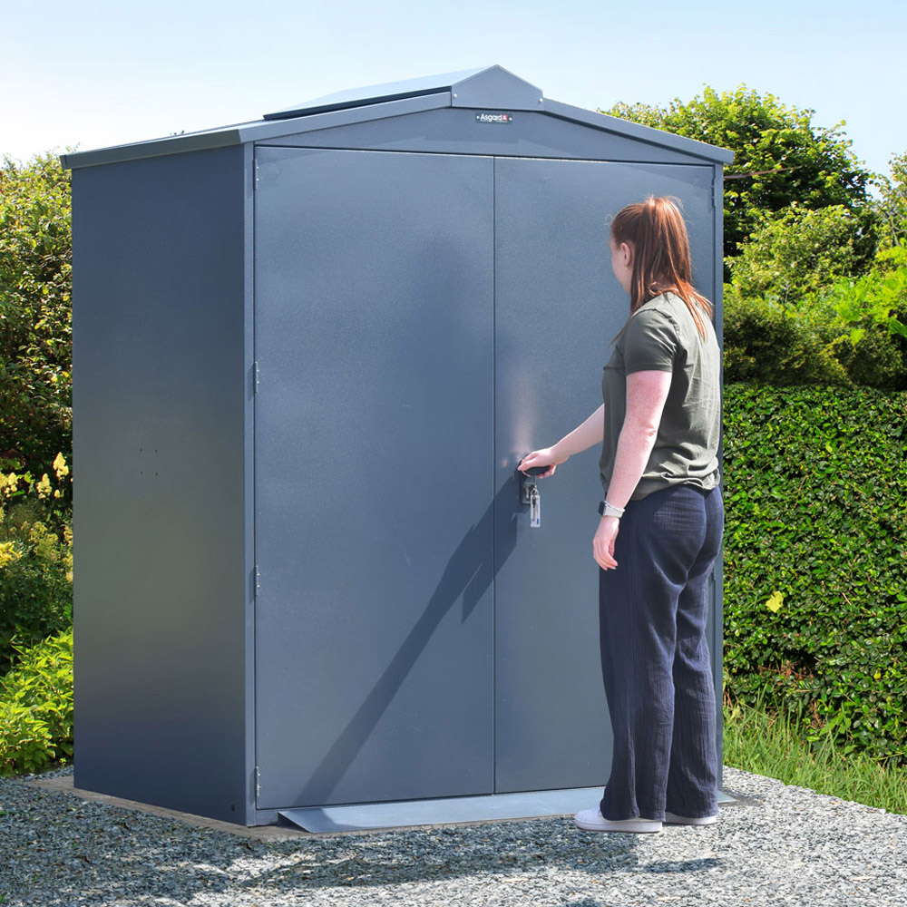 Asgard Saracen 5 x 4ft Double Door Grey High Security Apex Garden Shed Image 9