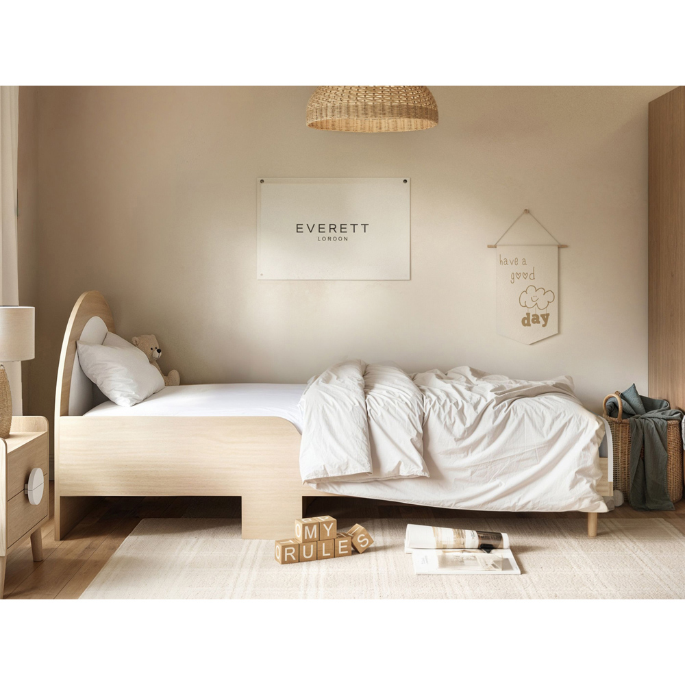 Flair Noah Single Oak and White Bed with Curved Headboard Image 4