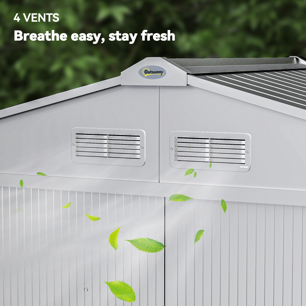 Outsunny 6.7 x 4ft Light Grey Galvanised Steel Garden Storage Shed with Foundation Kit Image 8