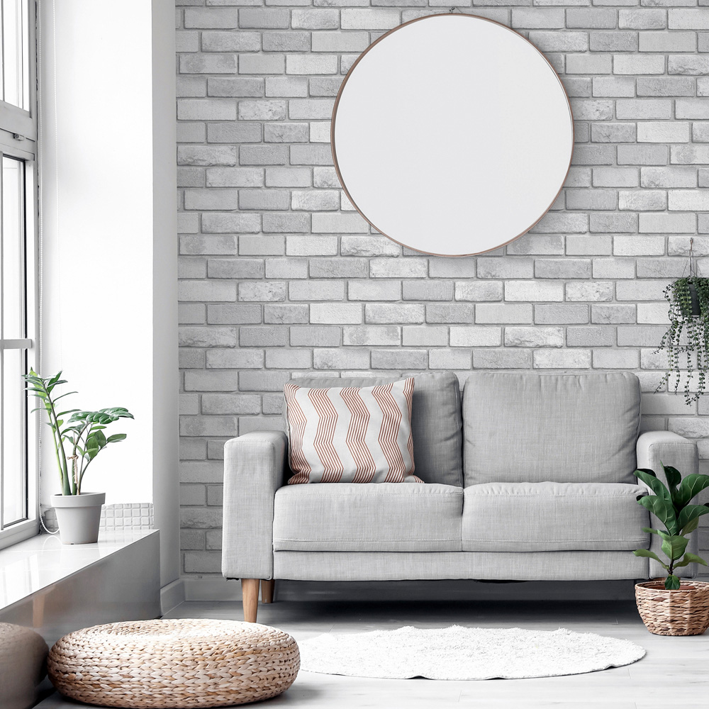 Arthouse Diamond Brick Silver Wallpaper Image 7