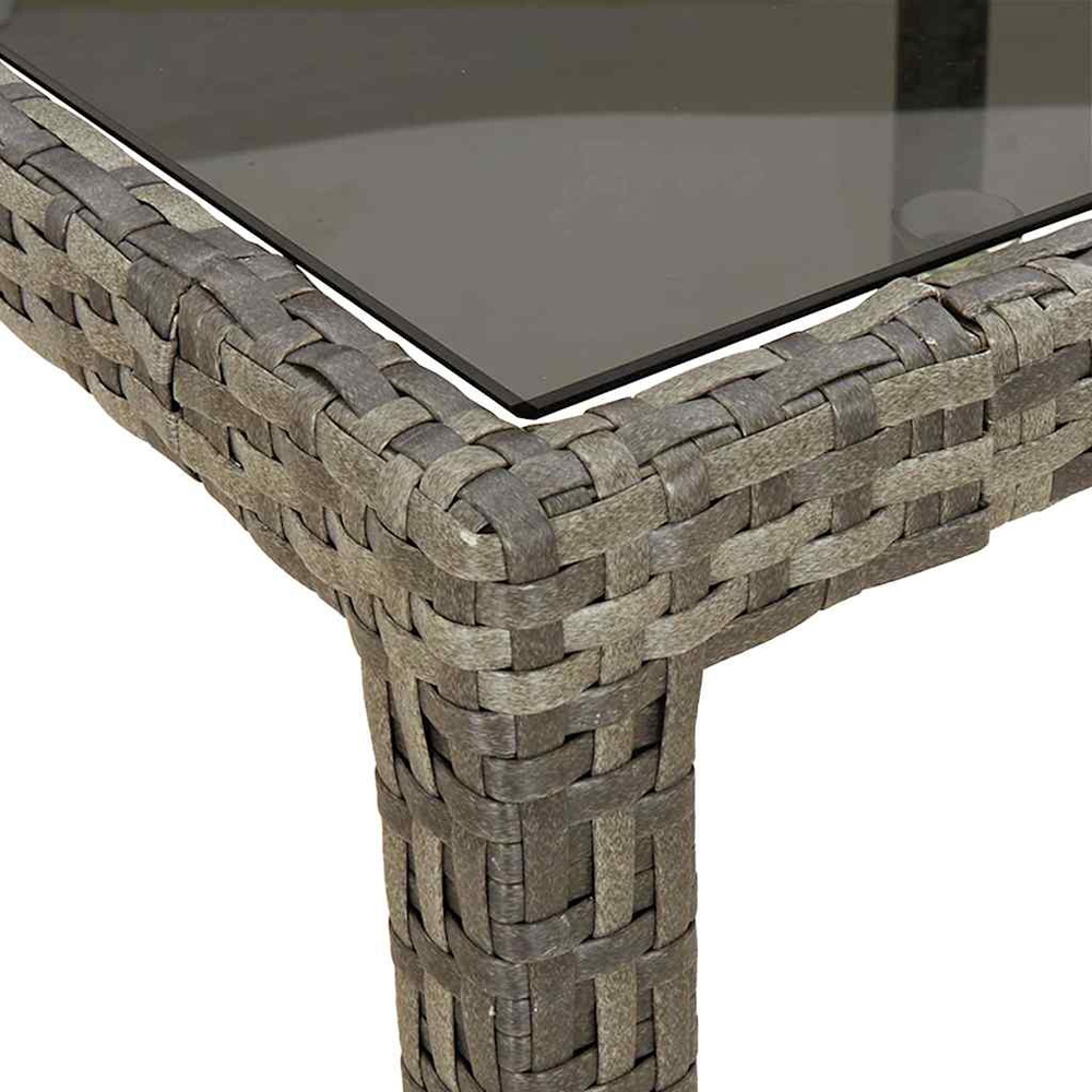 Walplus 6 Seater Grey Poly Rattan Tempered Glass Steel Garden Table Image 6