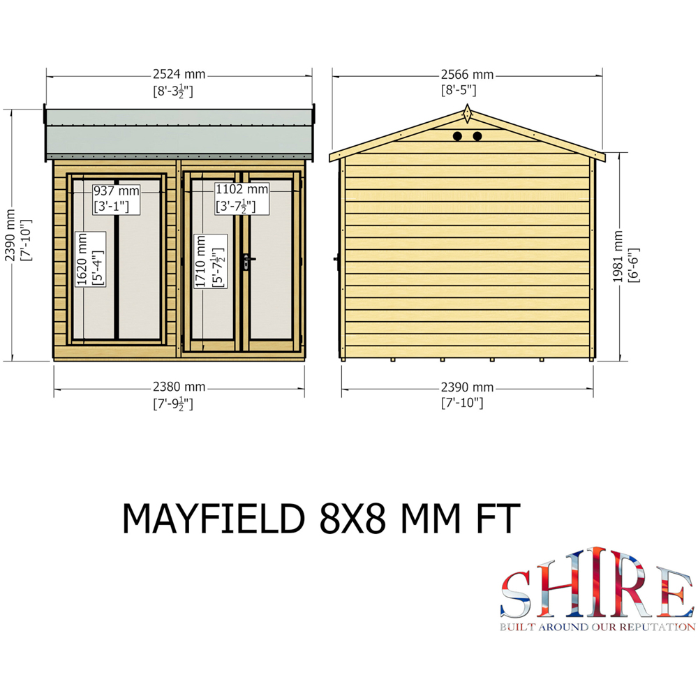 Shire Mayfield 8 x 8ft Double Door Traditional Summerhouse Image 7