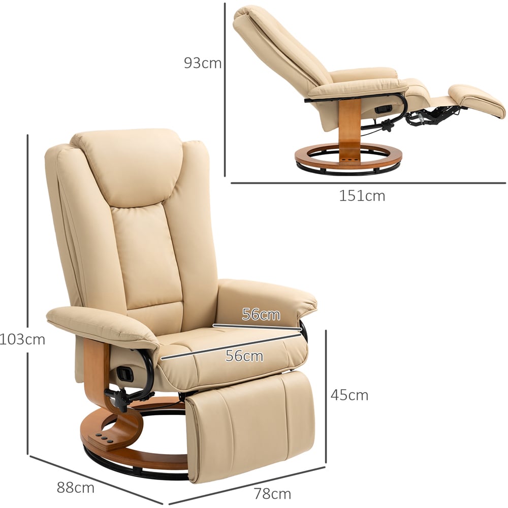 Portland Beige PU Leather Reclining Armchair with Footrest Image 9