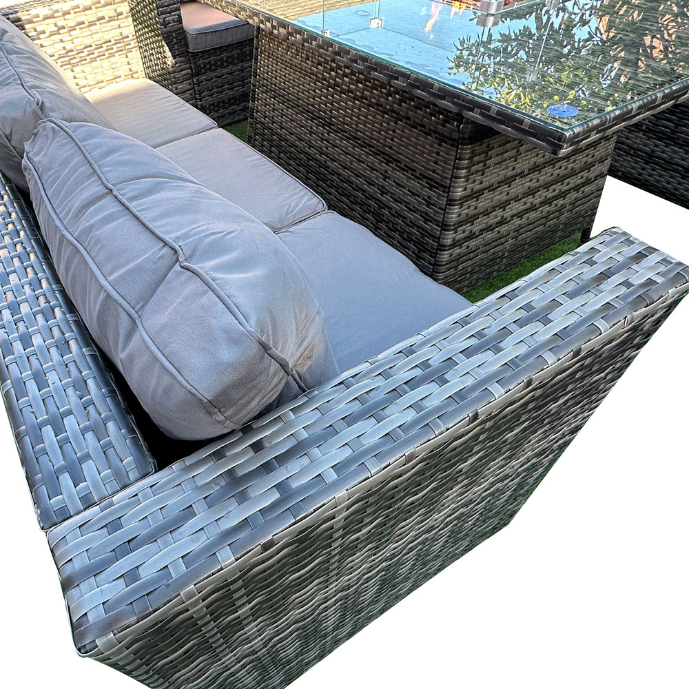 Florence 8 Seater Grey Rattan Firepit Table Garden Corner Lounge Set Image 4