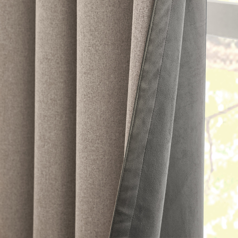 Furn Verso Charcoal Reversible Suede-Look Blackout Eyelet Curtains 229 x 137cm Image 3
