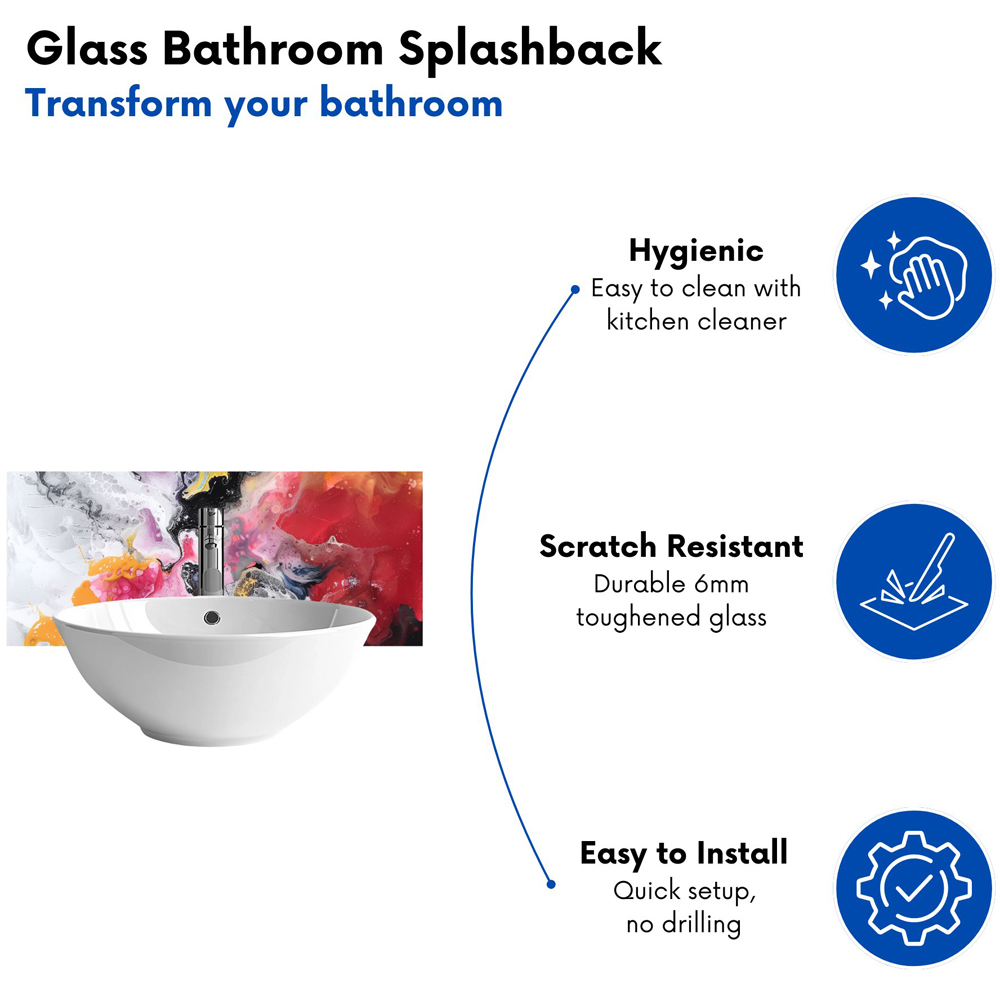 Warren Reed Designer Explosive Colour Cascade Glass Bathroom Splashback 25 x 60cm Image 4