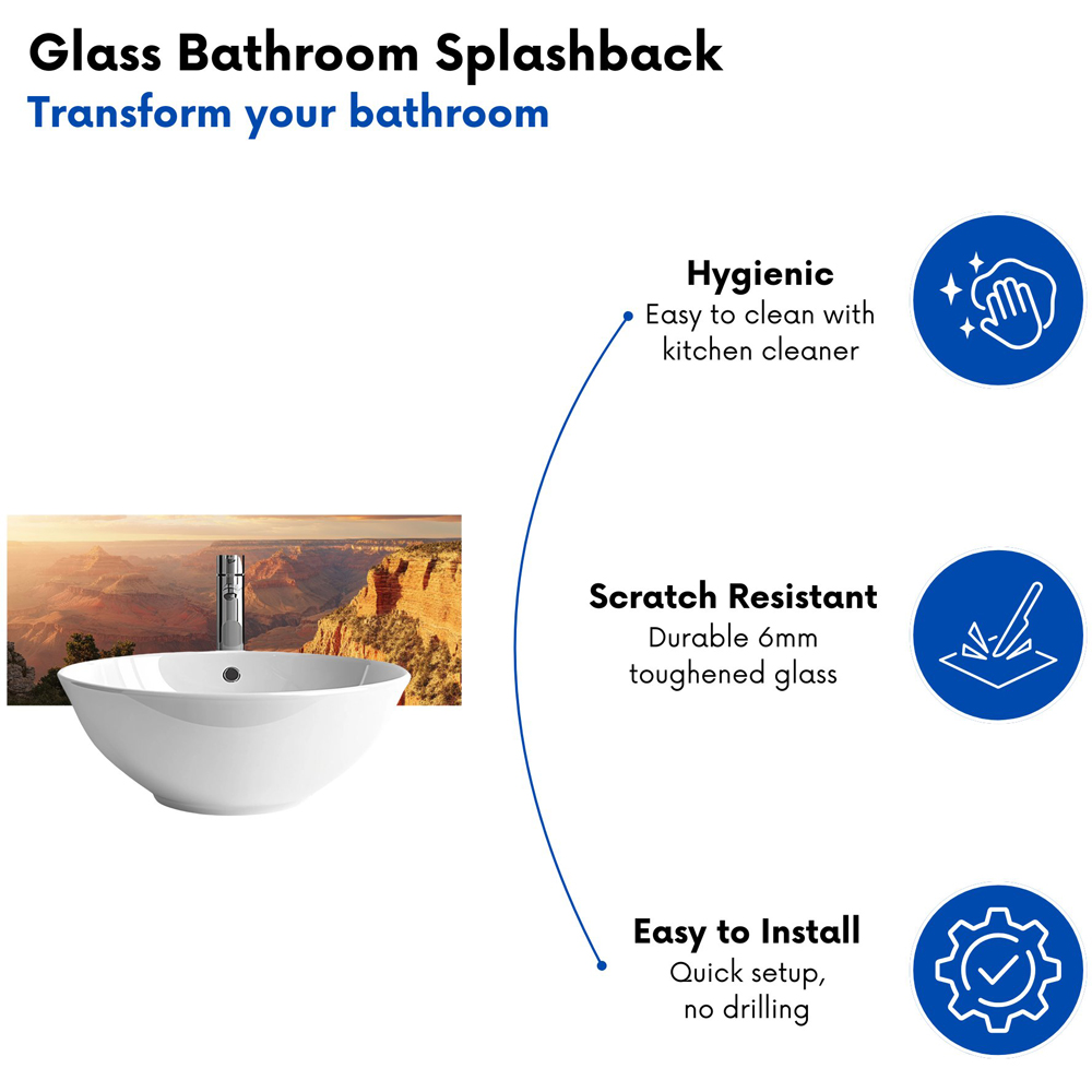 Warren Reed Designer Grand Canyon Views Glass Bathroom Splashback 25 x 60cm Image 4