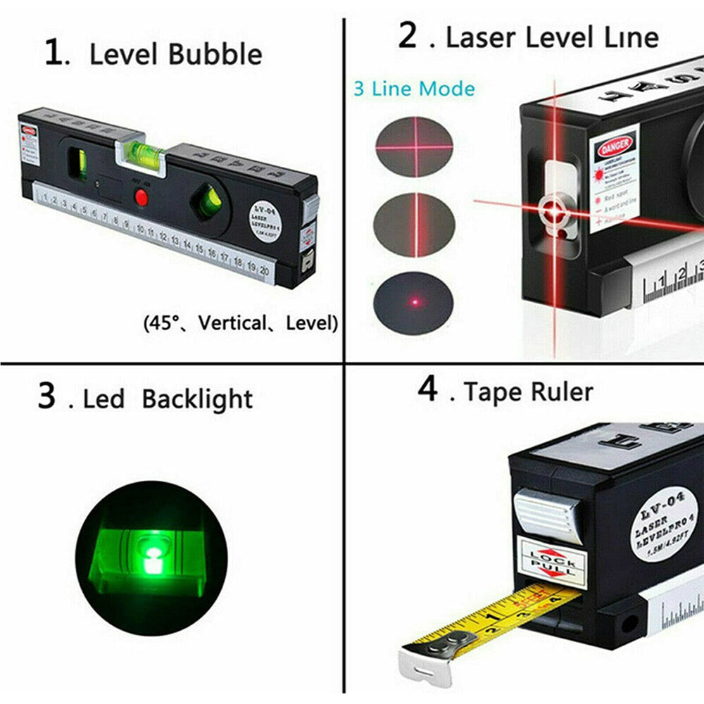 ATEK 4-in-1 Laser Spirit Levelling Tool Image 6