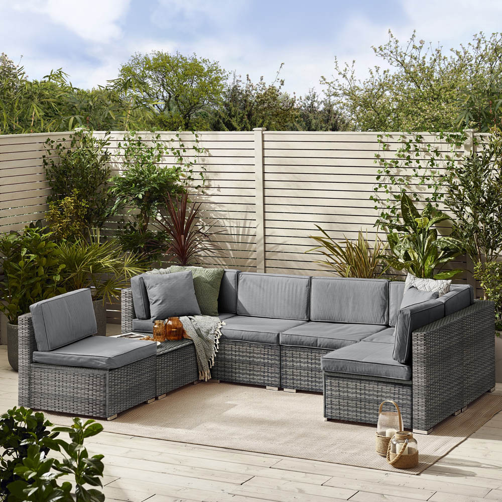 Furniturebox Windermere 6 Seater Grey Rattan Sofa Lounge Set Image 5
