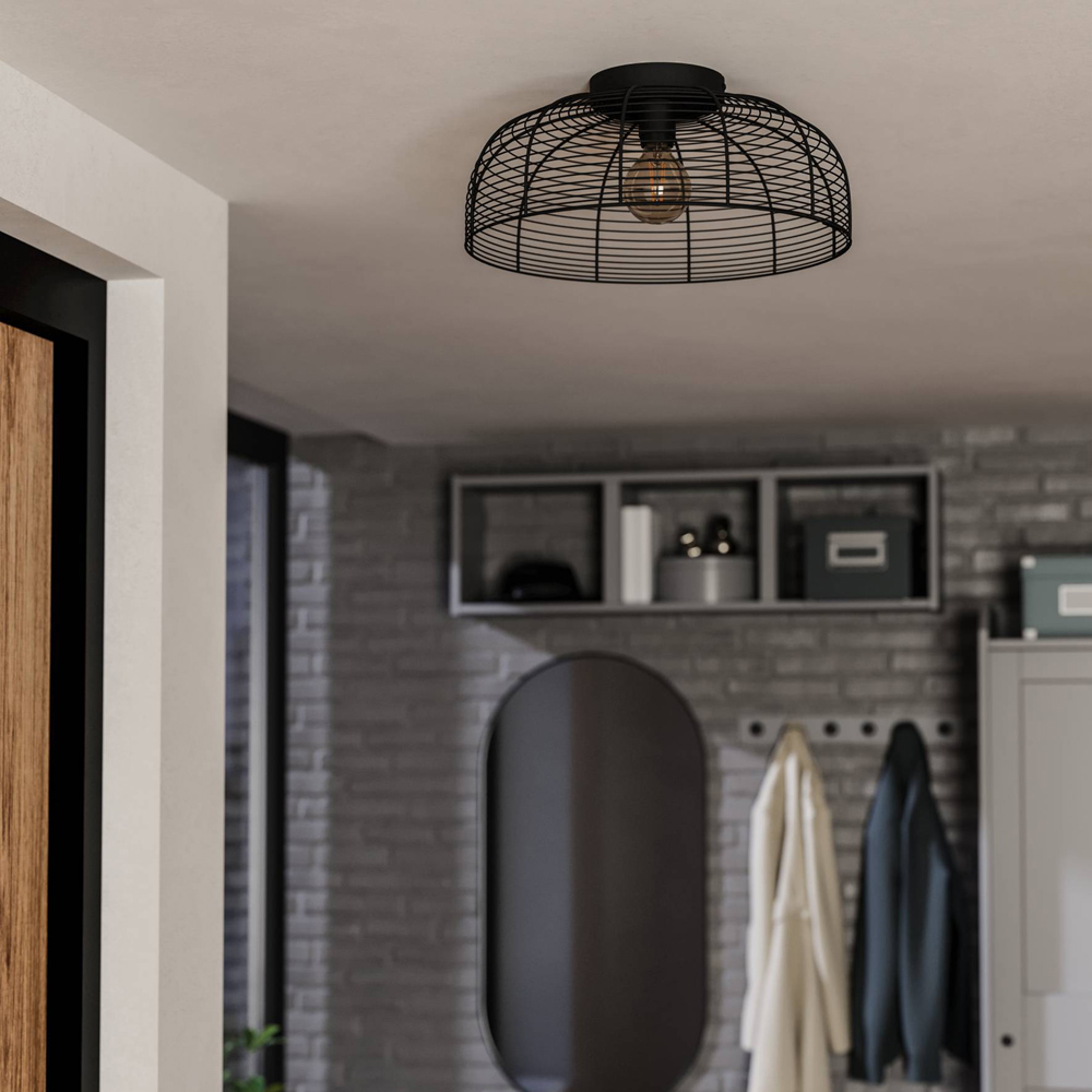 EGLO Rinroe Black Steel Wire Ceiling Light Image 2