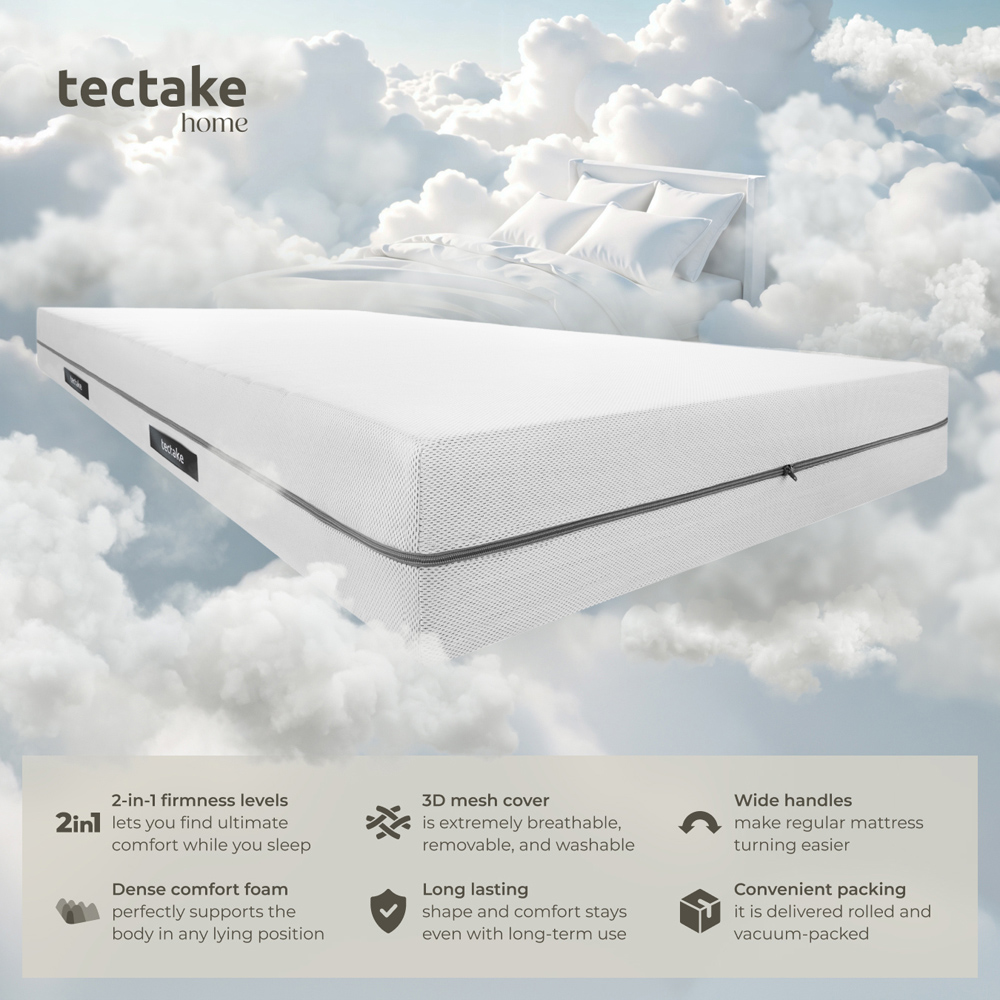 tectake Sky Single 2 in 1 Firmness Level 3D Mesh Cover Mattress Image 3