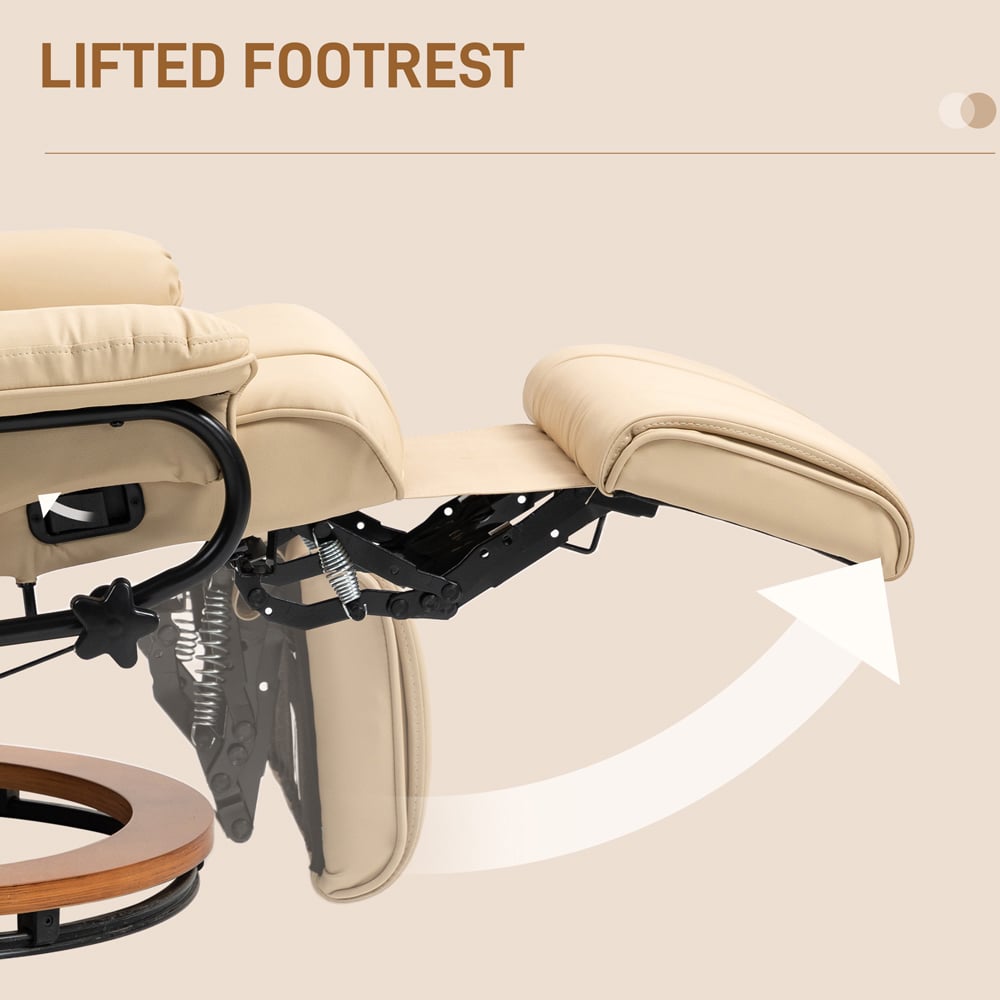 Portland Beige PU Leather Reclining Armchair with Footrest Image 5