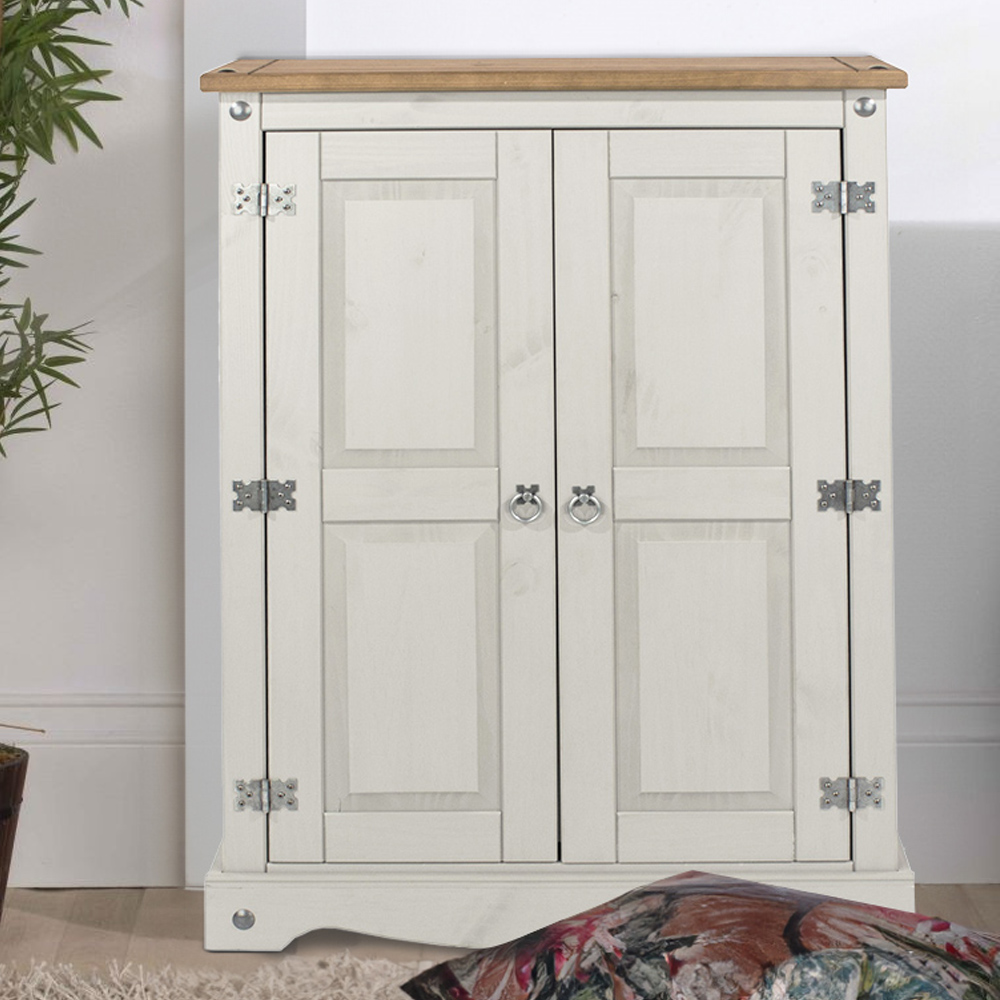 Corona 2 Door Grey Washed Wax Finish Cupboard Image 1