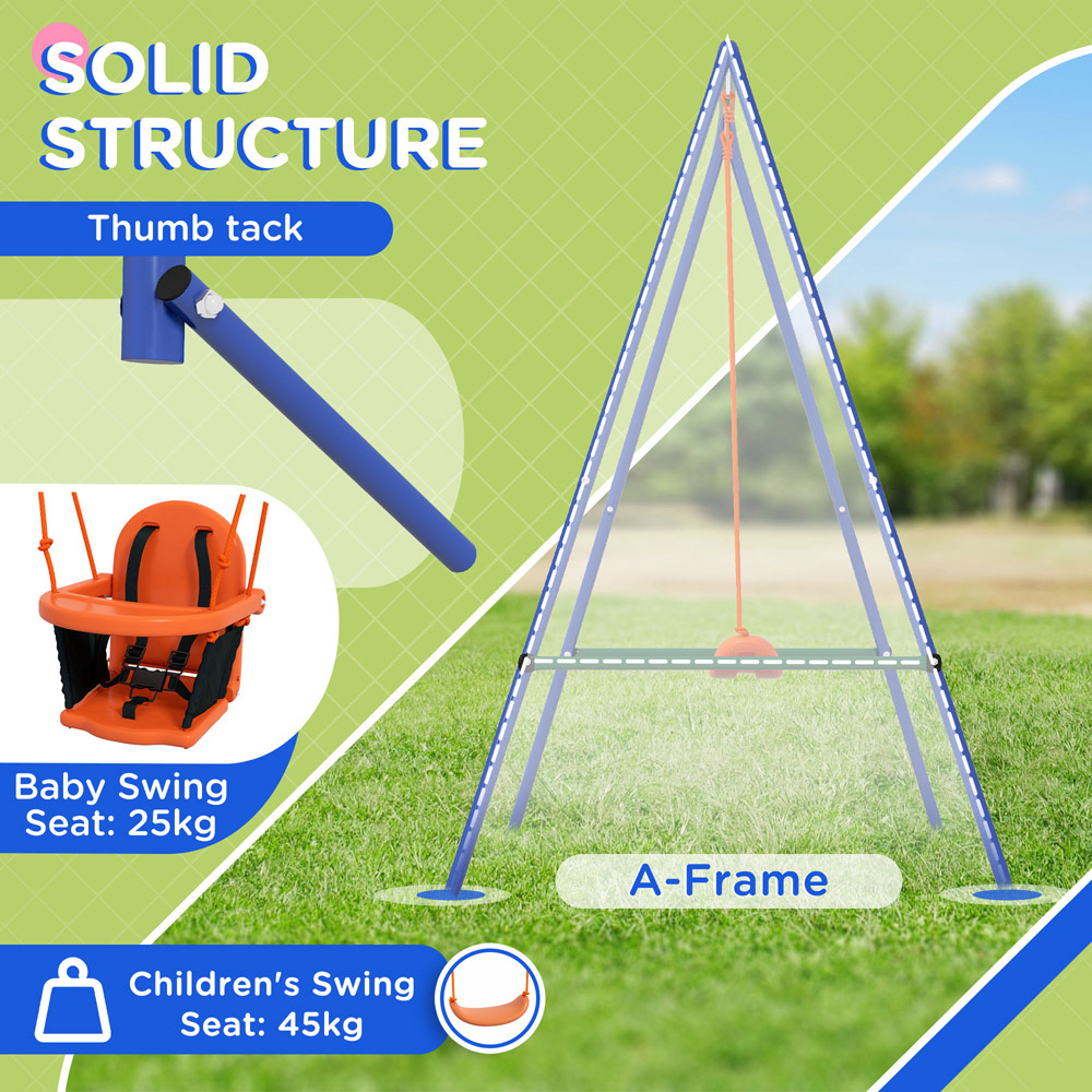 Outsunny Orange and Blue Toddler Garden Swing Set Image 5