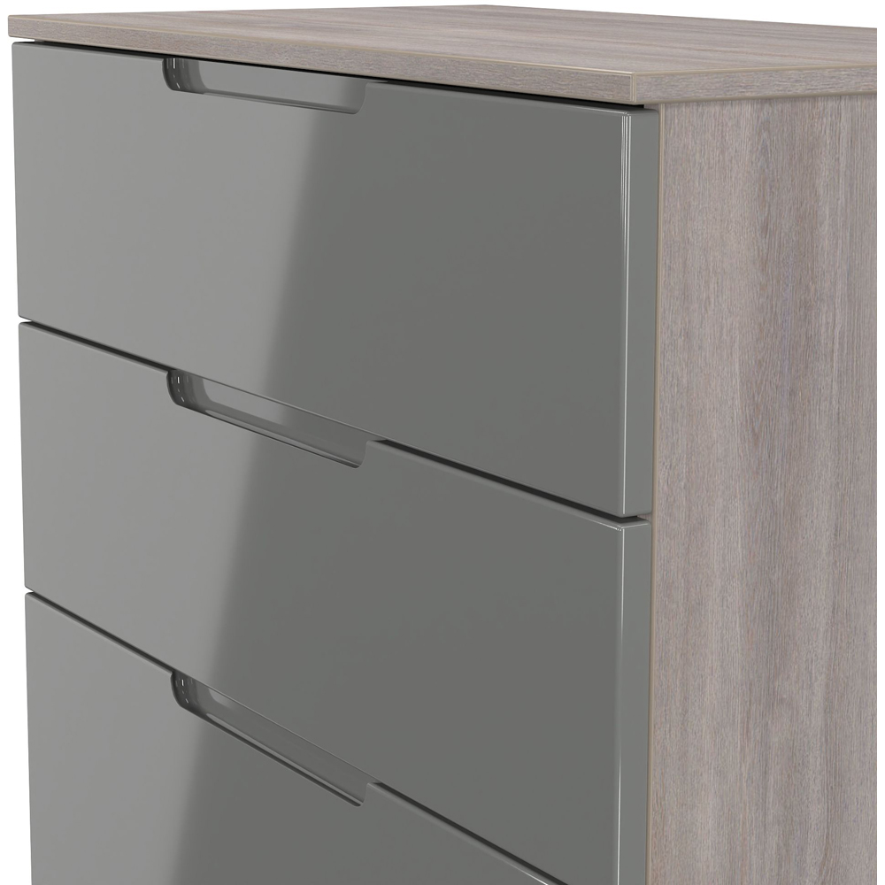 Crowndale Milan 4 Drawer Grey Gloss and Grey Oak Deep Chest of Drawers Ready Assembled Image 5