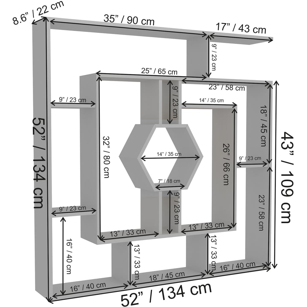 Decorotika Labrina 12 Shelf Walnut Hexagonal Geometric Bookcase Image 6