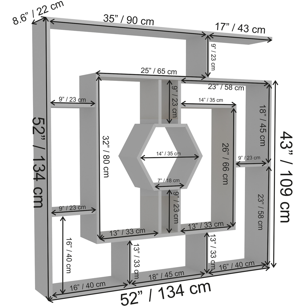 Decorotika Labrina 12 Shelf Oak Hexagonal Geometric Bookcase Image 6