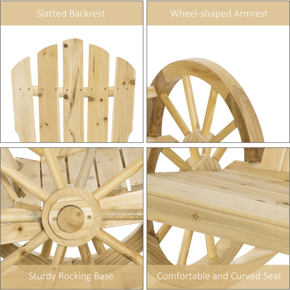 Outsunny Natural Adirondack Rocking Chair Image 6