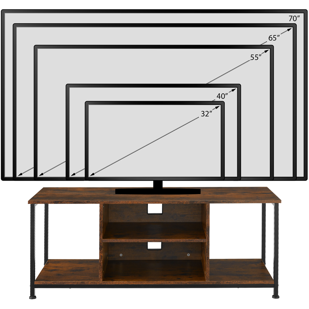 tectake 4 Shelf Dark Wood Rustic TV Stand Image 8