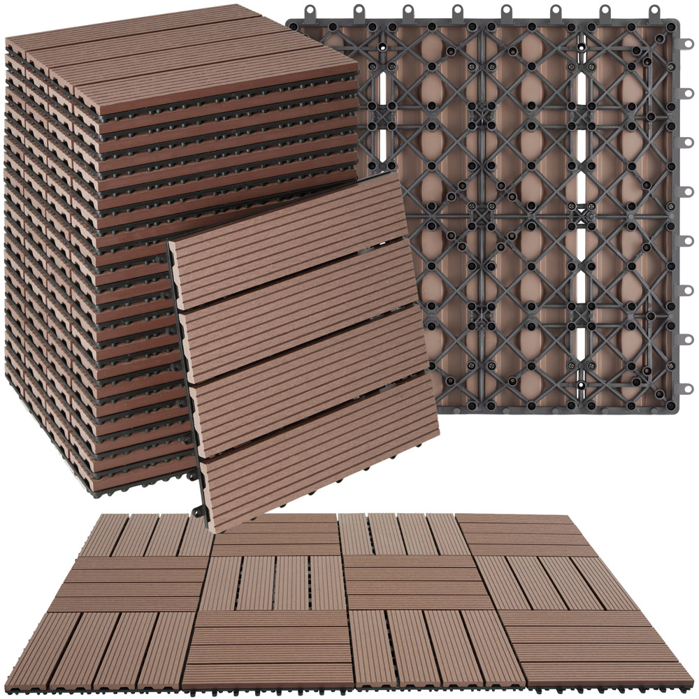 tectake Tegulas Brown Wood Lock Composite Decking 22 Pack Image 2