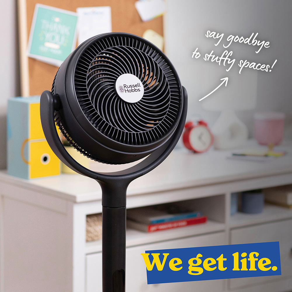 Russell Hobbs Grey Height Adjustable Oscillating Pedestal Circulator Fan with Remote 8 inch Image 8