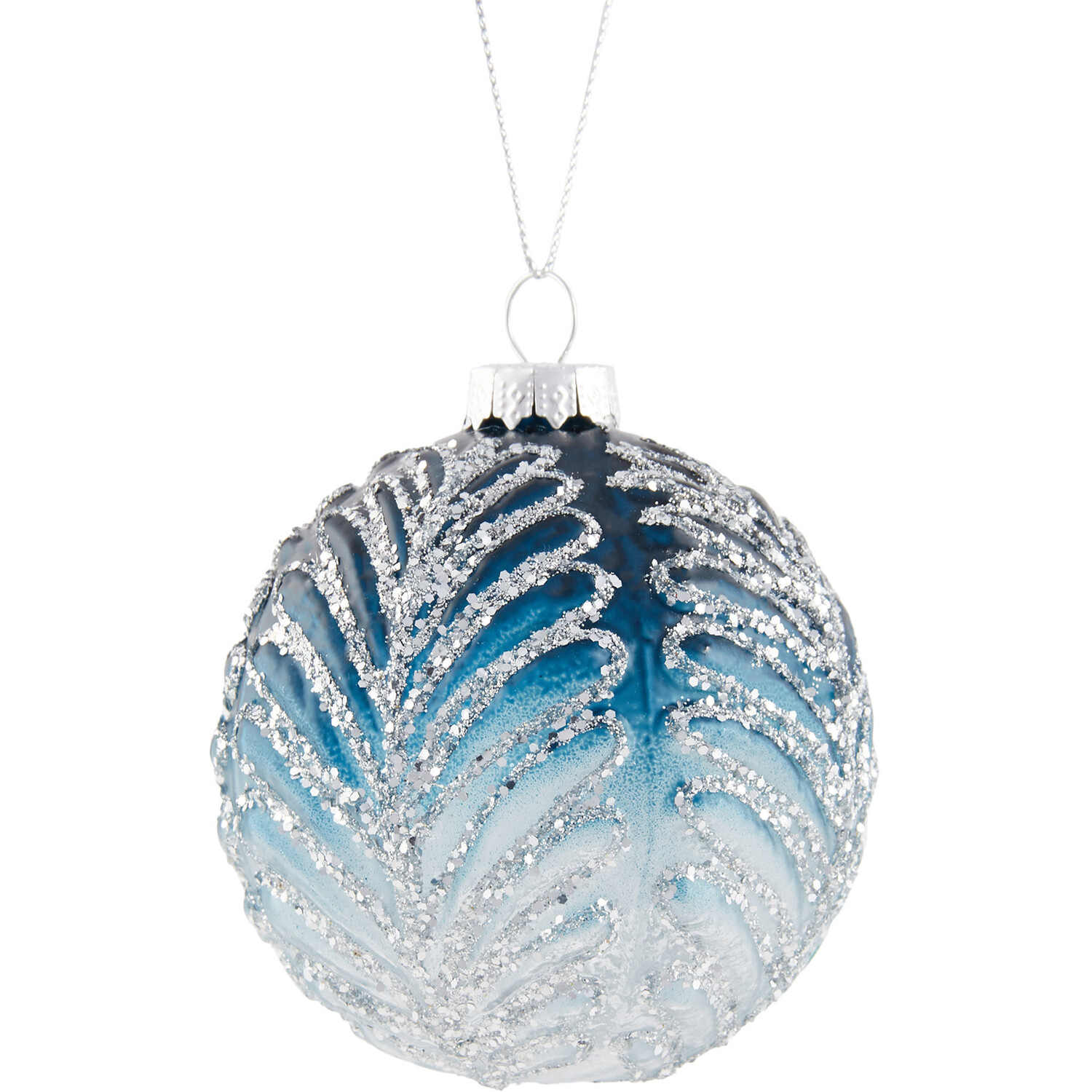 Glitter Leafy Bauble Blue - Blue Image 2