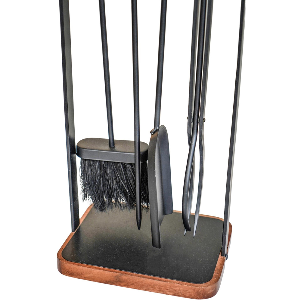 Ivyline 4 Piece Black Wooden Handle Square Companion Set Image 3