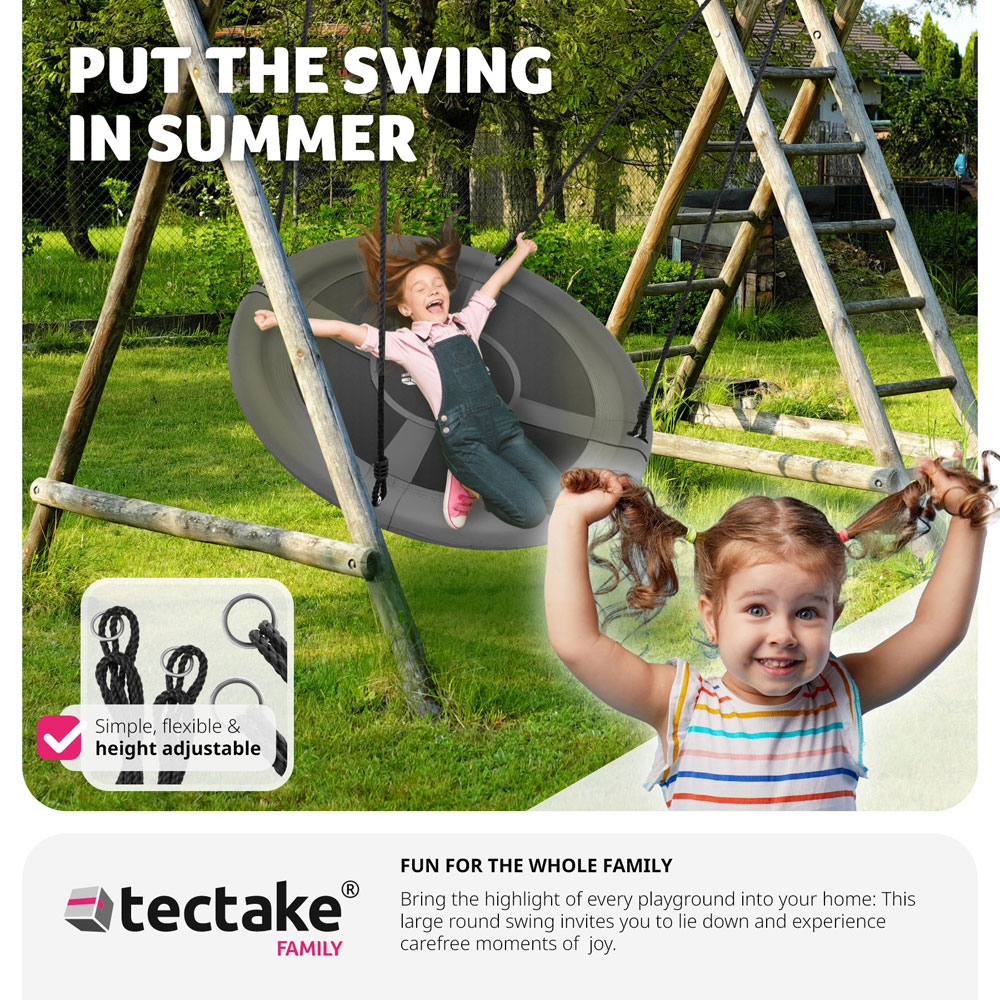 tectake Adjustable and Strong Suspension Swing 300kg 100 x 100cm Image 8