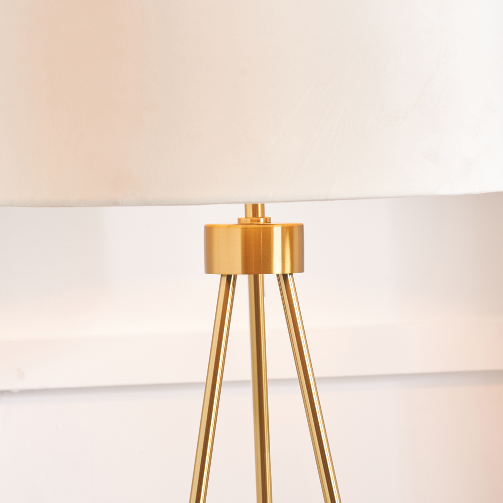 Pacific Lifestyle Houston Brushed Brass Metal Tripod Floor Lamp Image 3
