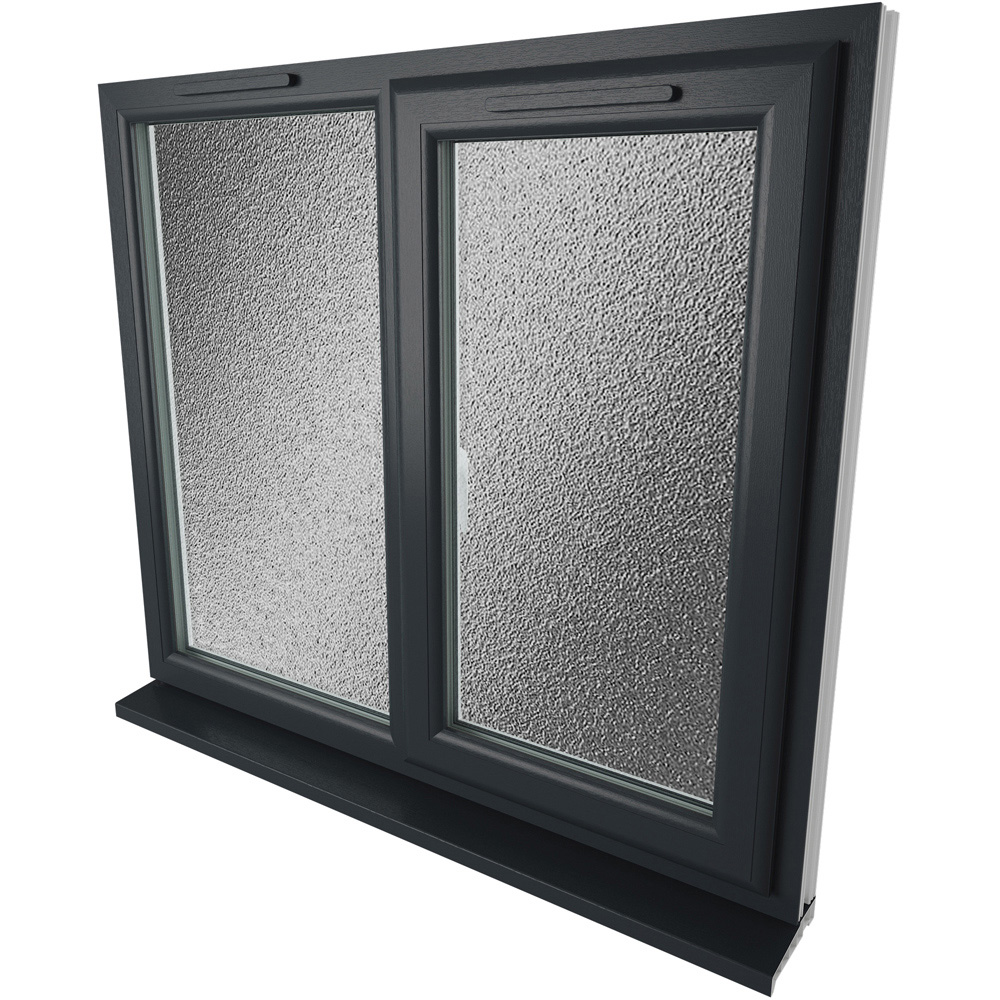 Crystal uPVC Triple Glazed Window RH Side Hung Next to a Fixed Grey White Obscure Glass 1190x1115mm Image 9
