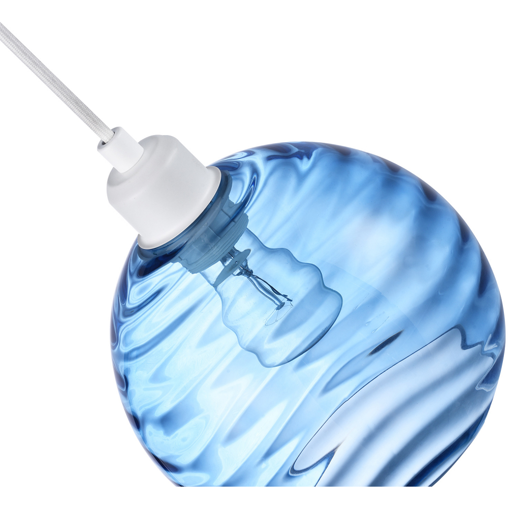 Happy Homewares Circular Ribbed Midnight Blue Glass Non Electric Pendant Shade Image 4