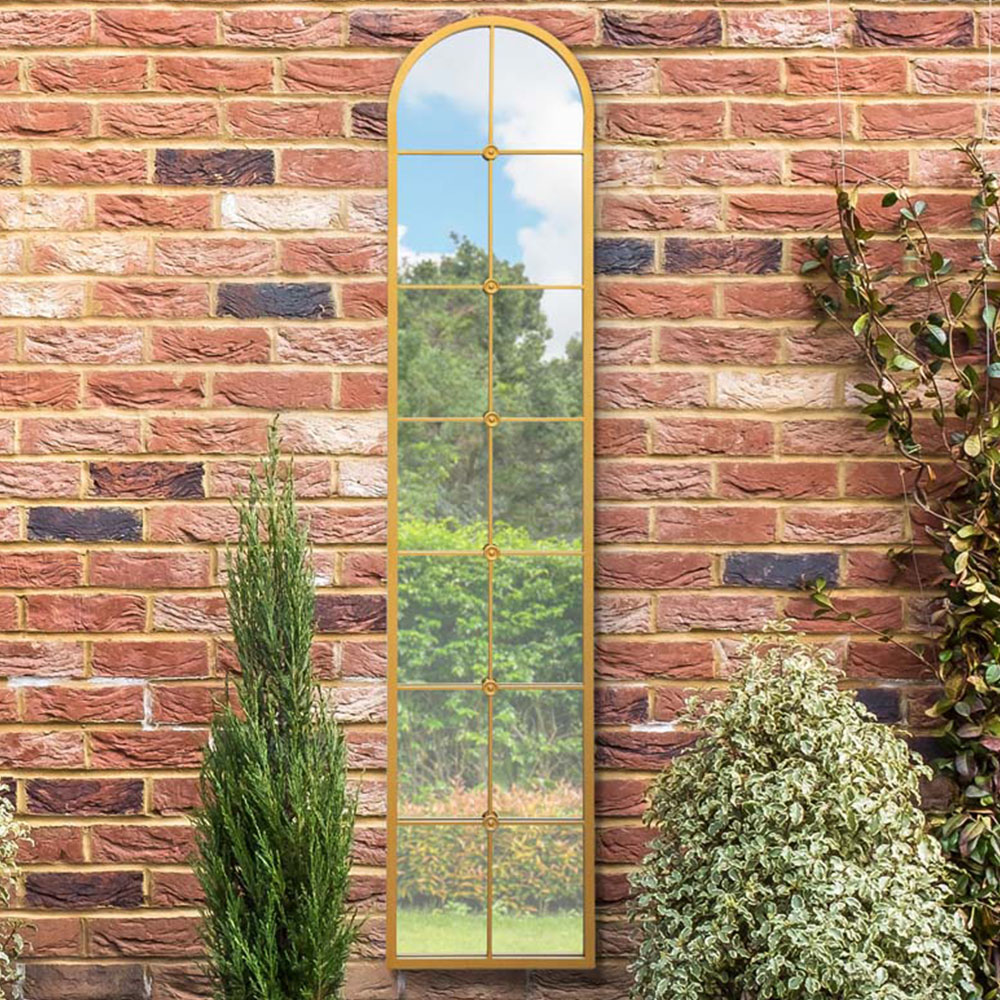 MirrorOutlet The Arcus Gold Framed Arched Leaner Garden Wall Mirror 190 x 40cm Image 2