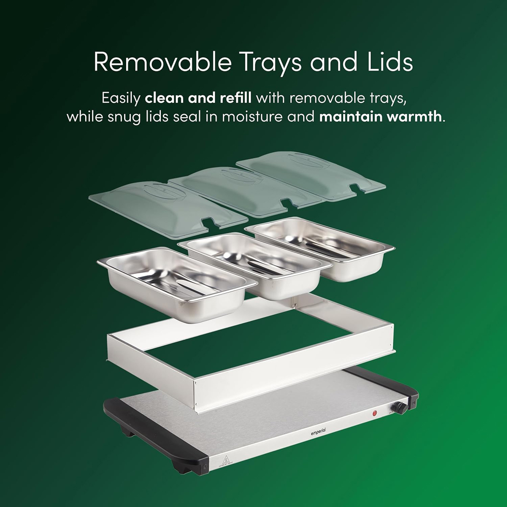 Emperial Electric Food Buffet Warmer 3 Tray Server Image 7