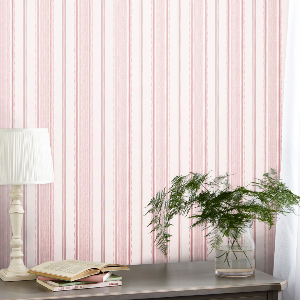 Laura Ashley Heacham Stripe Blush Wallpaper Image 3