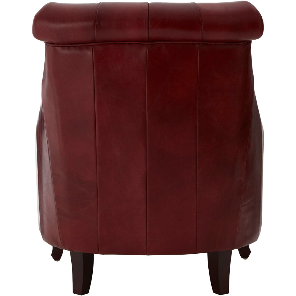 Premier Housewares Victor Deep Red Leather Tufted Back Lounge Chair Image 5