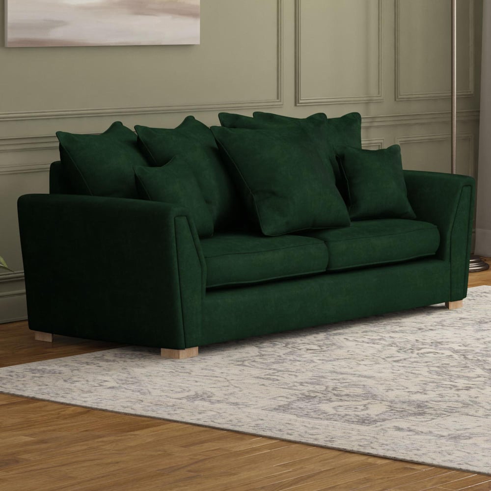Wendleberry 5 Seater Forest Green Plush Velvet Scatter Back Sofa Set Image 5